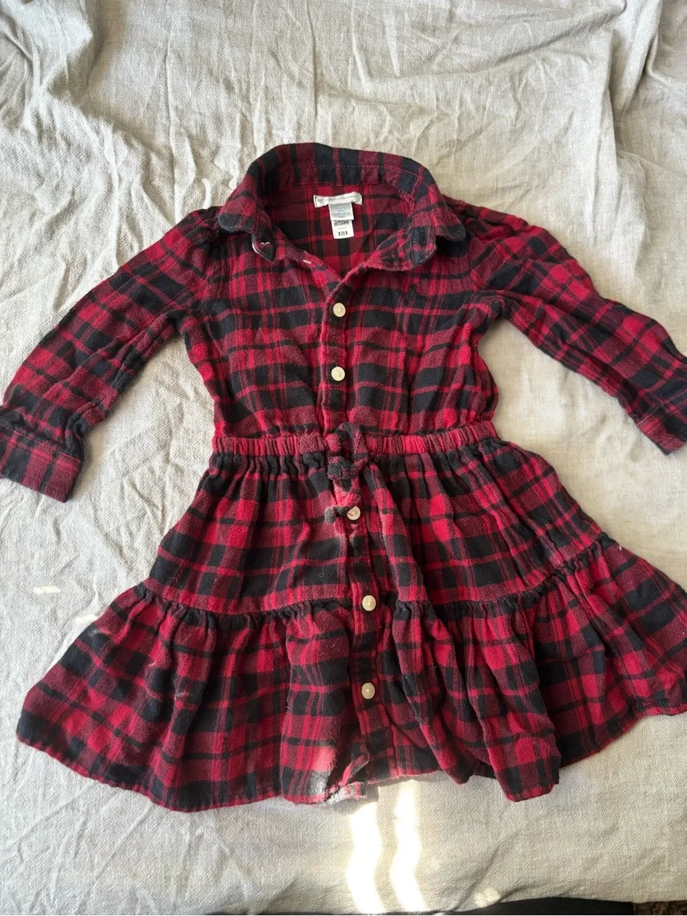 Ralph Lauren Red and Black Plaid Button-Front Dress